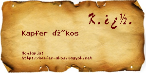 Kapfer Ákos névjegykártya